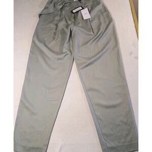 Gaiofatto Venezia Pants Womens EU Size 44 US 8-10 Sage Green Pleated Italy Wide